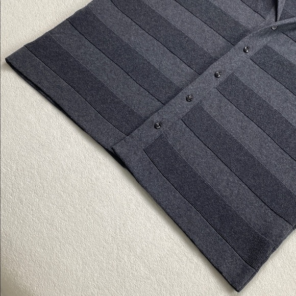 Kotn Multi Knit Striped Short Sleeve Button Up Resort Shirt (Dark Gray) - Picture 11 of 16